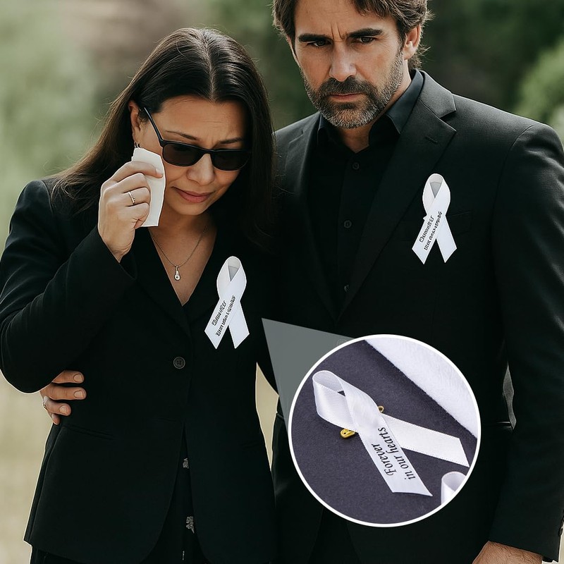 OYZOQ Mourning Bows with Text, for Funeral Funeral Accessories and