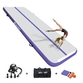 AKSPORT Gymnastics Air Mat Tumble Track Tumbling Mat Inflatable Floor Mats with Air Pump-Classic Collection - Color: Purple, Size: 6.56ft x 3.3ft x 4inch