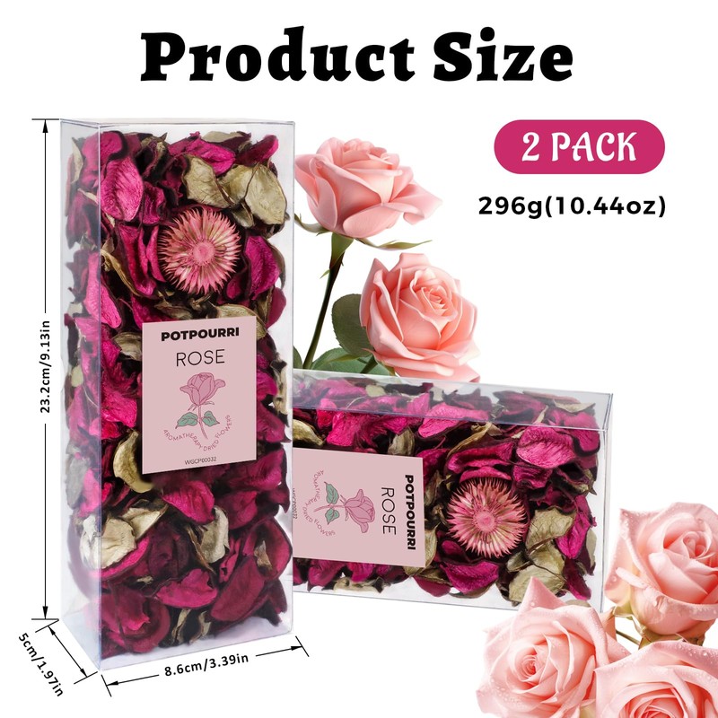 SCENTORINI Potpourri Bags, Potpourri Vase Filler, 10.44 oz Rose Scented
