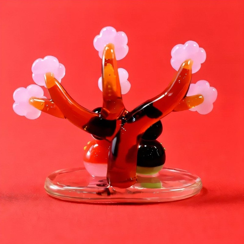 Four Cart Cute Glass Hinamatsuri Doll with Peach Incense Hina