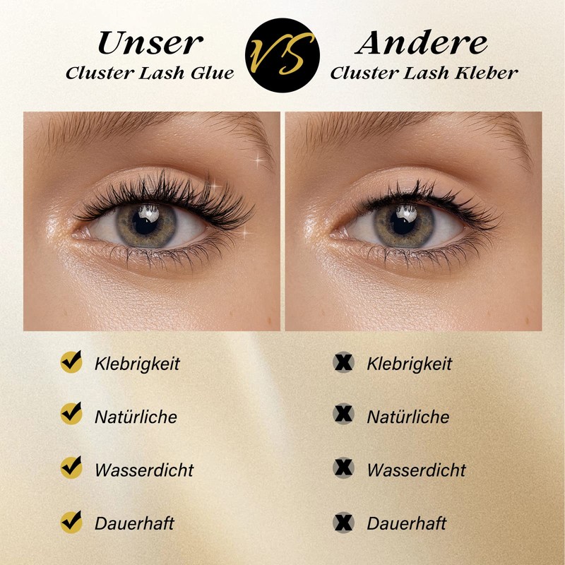 QUEWEL Eyelash Cluster Glue 10 ml, Black Cluster Lashes Glue