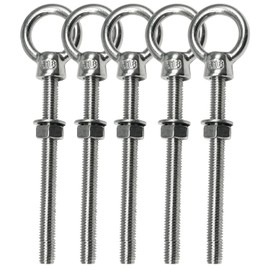 CUKAYO Eye Bolts, 5pack 5/16 x 4 Inch Heavy Duty Shoulder Lifting Ring Threaded Eyebolts with Nuts Washers 316 Stainless Steel Marine Grade Eyebolt