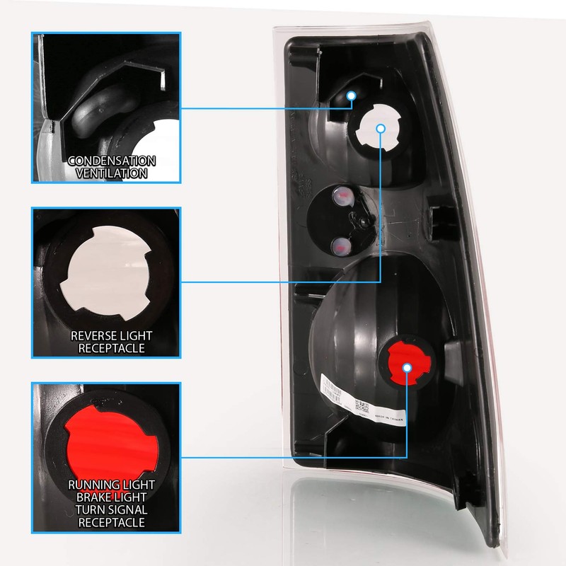 AmeriLite Black Replacement Brake Tail Lights Set for 01-05 Ford