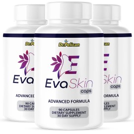 Pelican Vitamins Eva Skin Caps- Skin Support with Collagen Complex- 3 Bottles- 270 Capsules