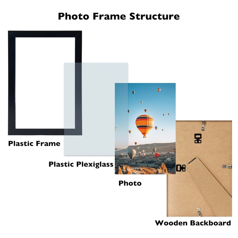 JCJMY 6x10 Picture Frame Black for Wall Hanging or Tabletop,