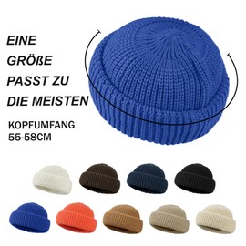 CLAPE Streetstyle Fisherman Beanie Stretchy Knitted Hat Short Knitted Docker Hat Warm Winter Hat Wool Hat Men, DDTH3-Royal Blue