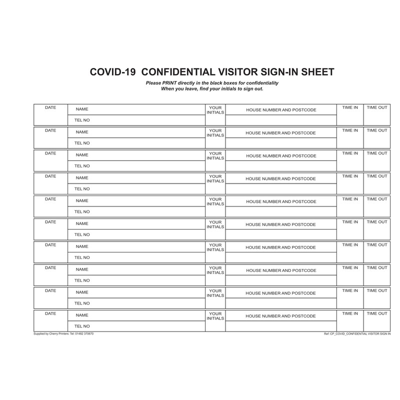 Cherry GDPR Compliant Confidential Visitor Sign in for COVID-19 Duplicate