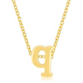 J.Goodin Golden Initial Q Pendant Necklace Genuine Gold Finish