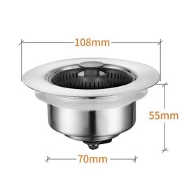 3 in 1 Kitchen Metal Sink Drain Strainer Set - Upgraded Stainless Steel Drain Stopper Combo, Pop Up Sink Stopper