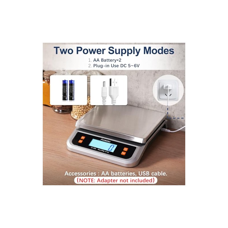 Atogou 88lb Food Scale, Commercial Kitchen Scale Plug-in Usable with
