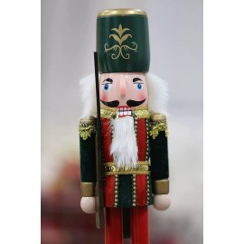 15 inches Handmade Christmas Nutcracker Traditional Decoration Soldier in Green