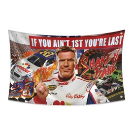 If You Ain't 1st First You're Last Flag for Talladega Nights Ricky Bobby 3x5 Feet Banner Shake N Bake Funny Poster Durable Cool Tapestry Man Cave Wall Decor with Brass Grommets for College Dorm Room