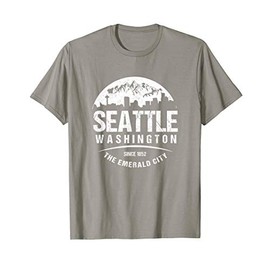 Seattle Washington City Skyline Grunge Art Retro Souvenir T-Shirt