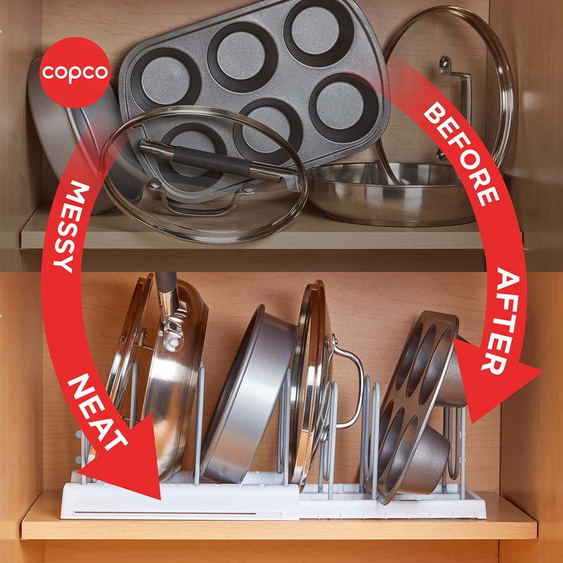 Copco Lid Organizer, 10.9 x 6.2 x 6.7 inches, white