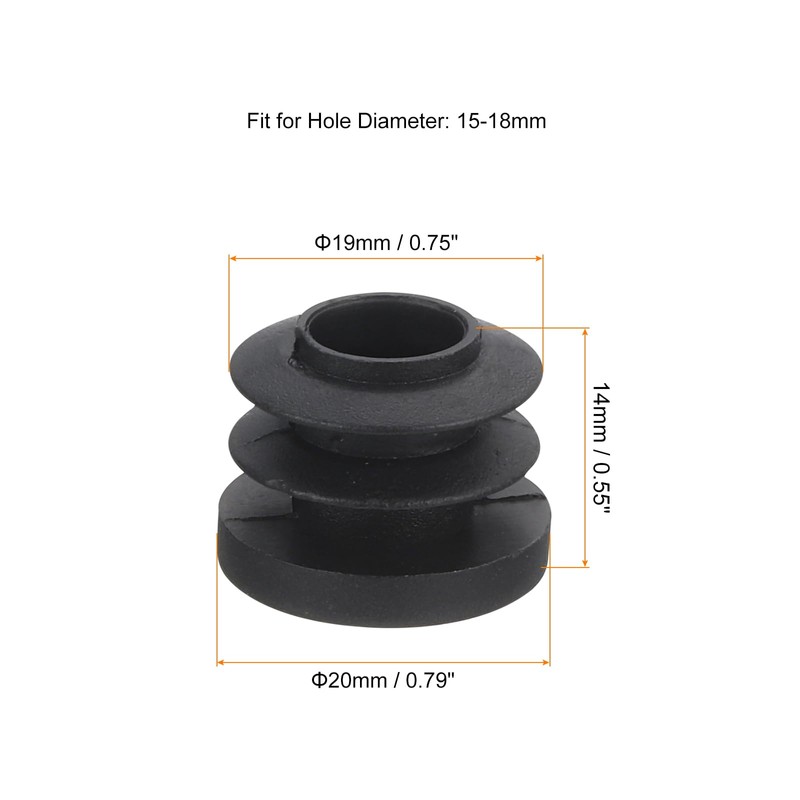 sourcing map 36 Pcs Round Plastic Plug, Black Tubing End