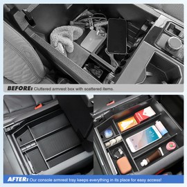 1797 Center Console Organizer fit for Ford F150 F-150 Accessories 2021 2022 2023 2024 2025 Interior Armrest Box Storage Tray Black