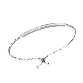 1/4 ct Single Line Diamond Tennis Bolo Bracelet in Solid 925 Sterling Silver, Free Size