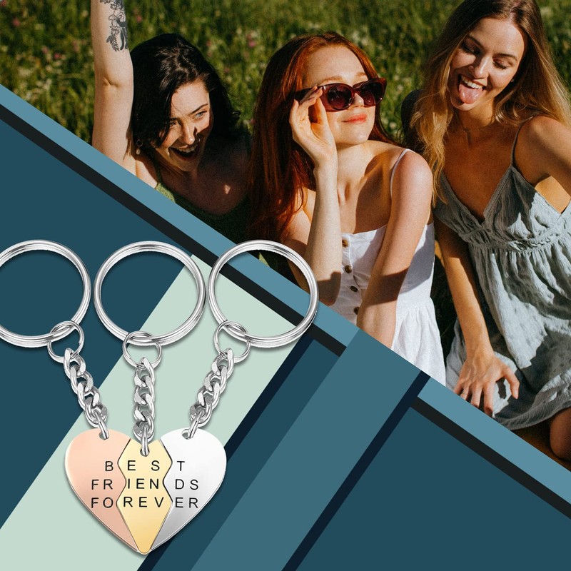 PiercingJak 3pcs Best Friend Keychain Set BEST FRIENDS FOREVER Puzzle