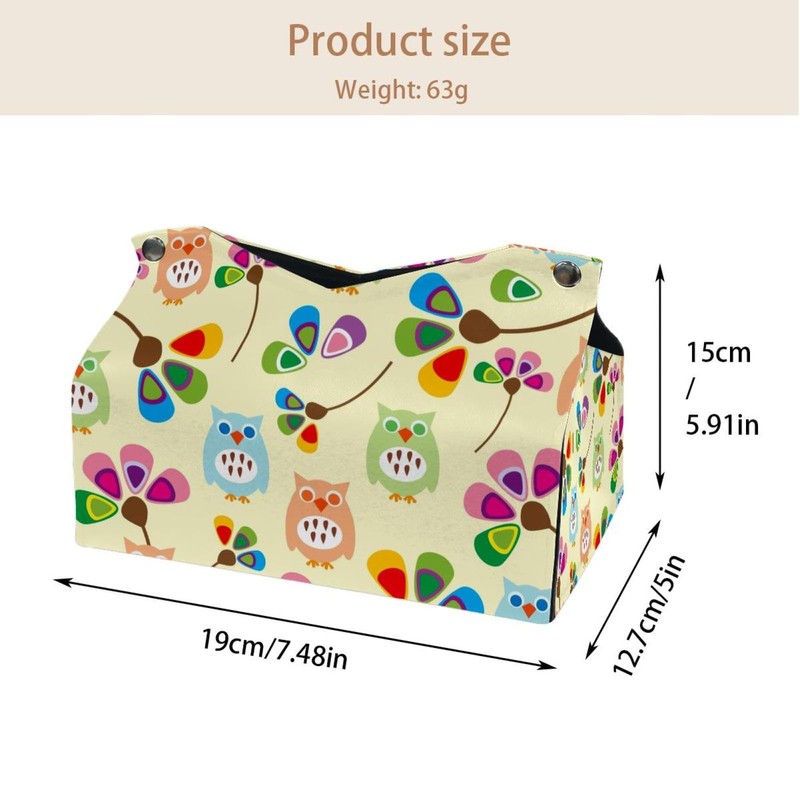 2 Pack Tissue Box Cover Holder, Cute Penguins Rectangle Leather