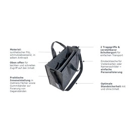 SIGEL BA410 Desk Sharing Bag M, Organizer für mobiles Arbeiten, absolut sicherer Stand: für Laptop und Unterlagen, Synthetischer Filz, dunkelgrau, 36 x 15 x 28 cm