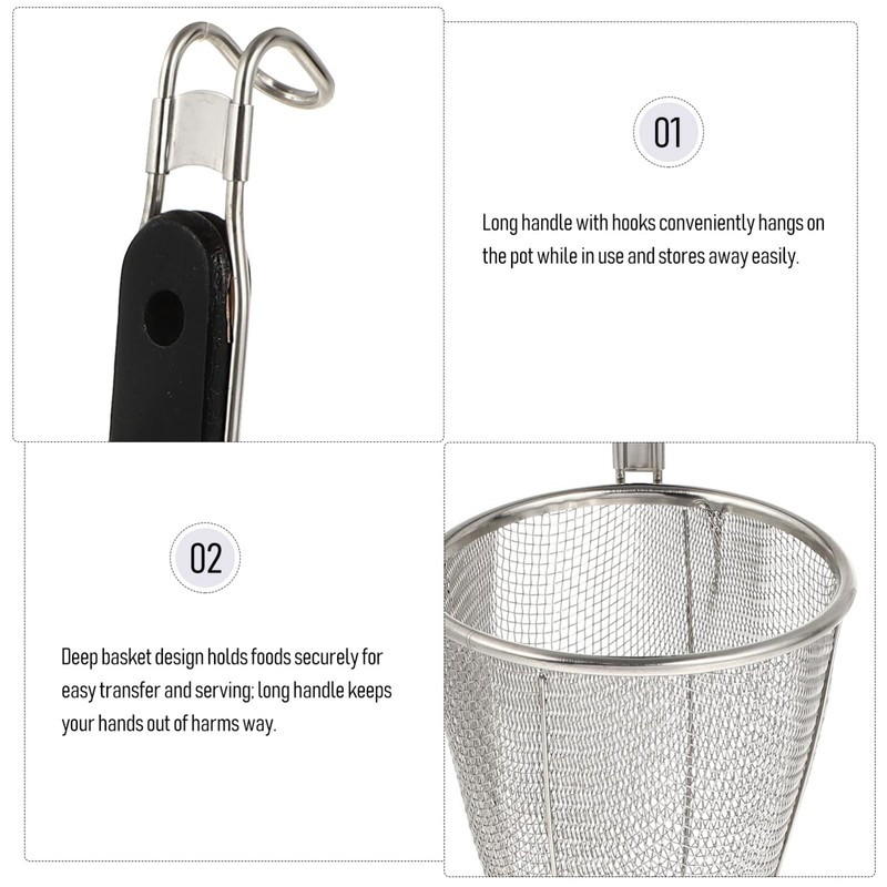 Kichvoe Mesh Spider Strainer, Width 5.5Inch Stainless Steel Pasta Basket