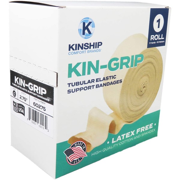 KinGrip Latex-Free Cotton Spandex Tubular Elastic Support Wound Care Stockinette Bandages by Kinship Comfort Brands. Protect Soft, Fragile Skin. Made in USA (Available in Sizes B,C,D,E,F,G)
