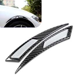 Bawkars 2 PCS Wheel Eyebrow Protectors, Carbon Fiber Car Side Door Edge Bumper Arch Stickers, Self Adhesive Rubber Fender Flares Protection Guards, Universal Fit for Most Cars (Silver)