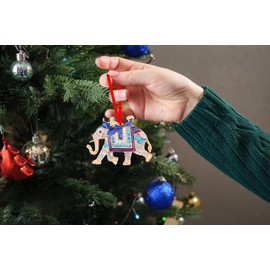 GROWTHMAGIC Blue Elephant Christmas Ornaments - Metal Elephant Christmas Hanging Ornaments with Rhinestones Elephant Ornaments Gift for Men Women Kids