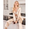 Ekouaer Women Satin Pajamas Set Classic Button Down Long Silk