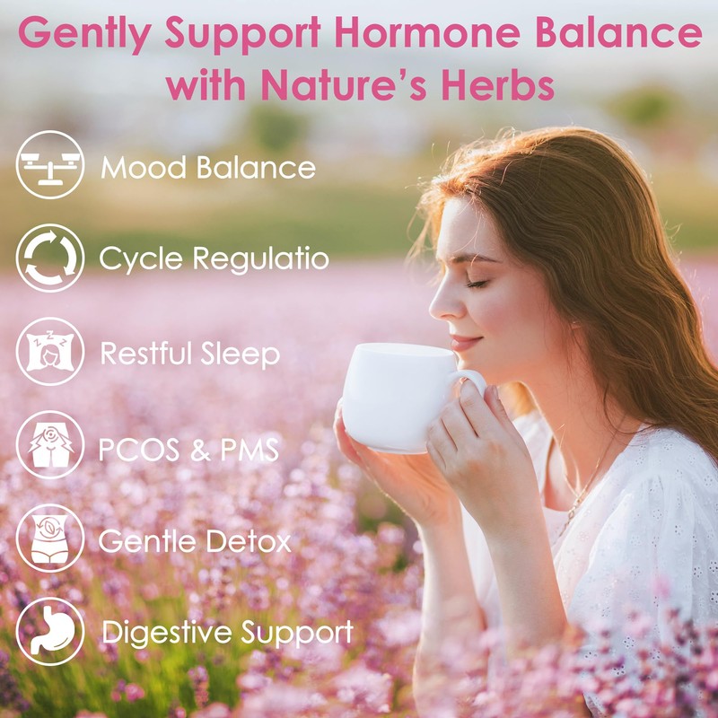 UBEEKOO Hormone Balance Tea for Women, Organic Herbal Tea with