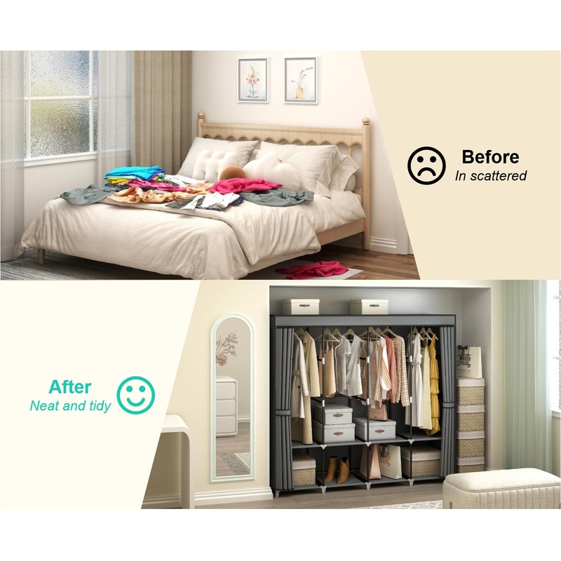 MOGELAFOO Portable Closet Wardrobe, 67-Inch Clothes Organizer with 4 Hanging