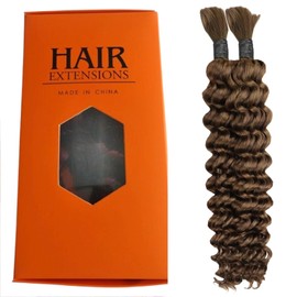 Brown No Weft Bundles 20inch 100g-2Bundles Human Braiding Hair #4 Chocolate Brown Colored Deep Wave Micro Braiding Bulk Human Hair for Box Boho Braids