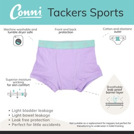 Conni Kids Tackers Sport Washable Pull Up Boxer Pants for Potty Training and Youth Incontinence, Bubblegum, size 2-4
