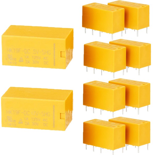 DKARDU 5 pcs PCB Power Relay HK19F-5V DC 5V DPDT