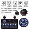 Garfour Waterproof 6 Gang Aluminum Boat Switch Panel Marine Rocker