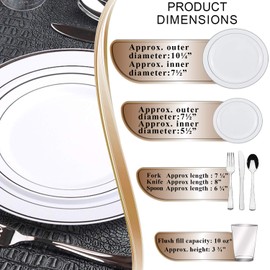 Smarty Had A Party Combo Plate Set (White with Silver, Wedding Value Set (20 Guests))