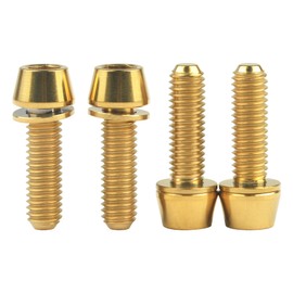 Wanyifa Titanium M6x16 18 20mm Hex Tapered Head for Bicycle Crank Brake Fixed Upgrade Screw Pack of 4 (Gold, M6x20mm)