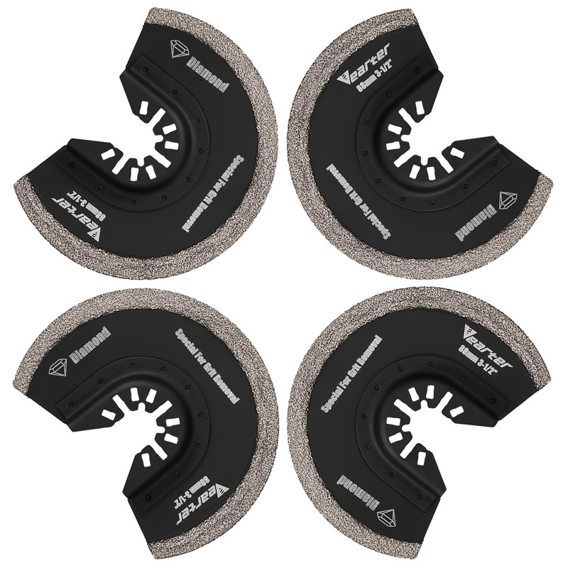 Vearter Diamond Oscillating Saw Blades 4PCS, 3-1/2'' Universal Multitool Blades