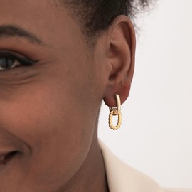 LEXODY Gold Hoop Earrings for Women 14K Gold Plated Hoop Earrings Lightweight Paperclip Link Chain Earrings Chunky Gold Hoop Dangle Earrings Jewelry Gifts for Girls Women