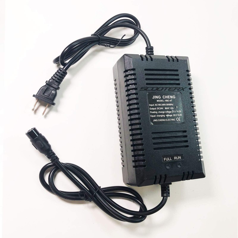 ScooterX 24 Volt Charger 1.6 amp 3 Prong Socket fits