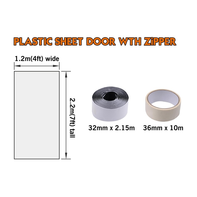 ROLLINGDOG Zip Door Dust Barrier - Plastic Door Cover for