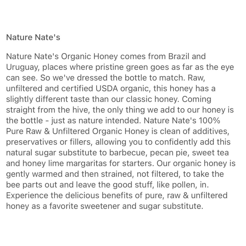 Nature Nate's 100% Organic Pure Raw & Unfiltered Honey 40