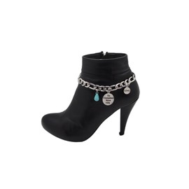 Alwasytyle4you Women Silver Chain Boot Bracelet Shoe Charm Love To Complete Life Turquoise Blue