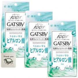Mandom Gatsby Facial Paper, Facial Cleansing, Moist Type, Citrus Soap Scent, Value Pack, Set of 3, Includes Kunutonn Original Logo