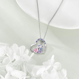 VONALA Unicorn Heart Necklace 925 Sterling Silver Unicorn Pendant Necklace You are Magic Jewellery Gifts for Girls Daughter, Sterling Silver