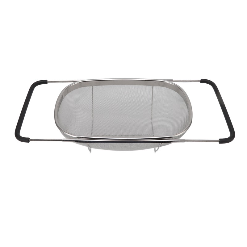 Over The Sink Colander Stainless Steel Telescopic Strainer Basket Rubber