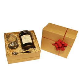 White Tea Gift Set Loose Leaf Two Doves Silver Needle Wrapped 50g in Caddy with Tea Strainer and Measuring Spoon by TeaCakes of Yorkshire