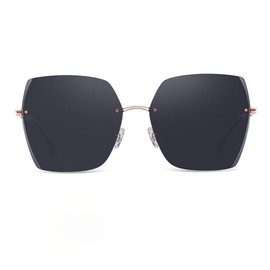 MOLSTA Sunglasses for Women Oversized Rimless Sun Glasses Polarized Rectangle Sunnnies Trendy Shaders Driving Party (Dark Grey)