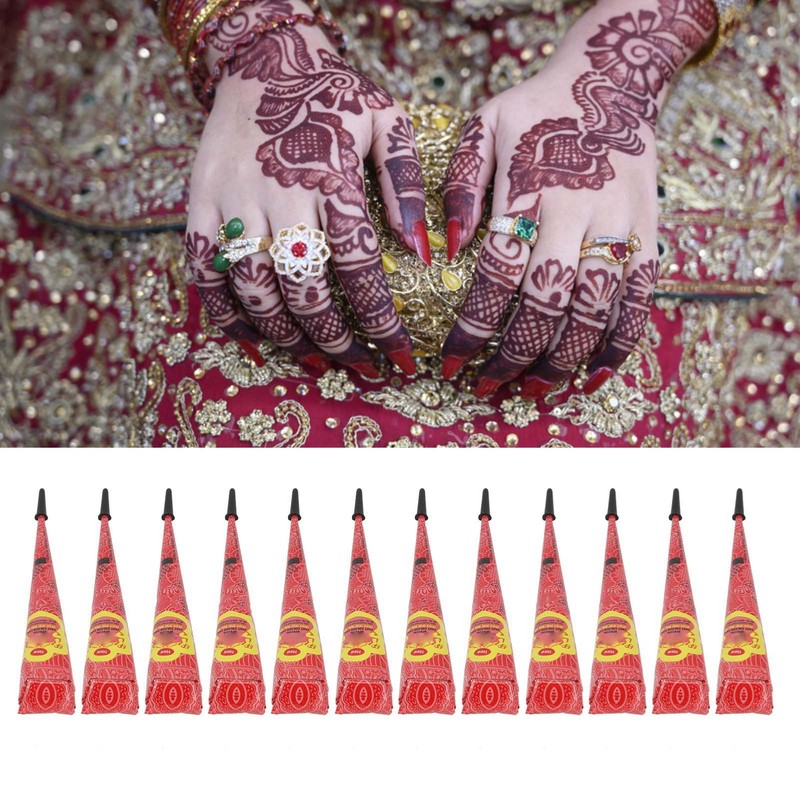 12pcs 0.9oz Temporary Tattoo Paste Red Professional Waterproof Safe DIY
