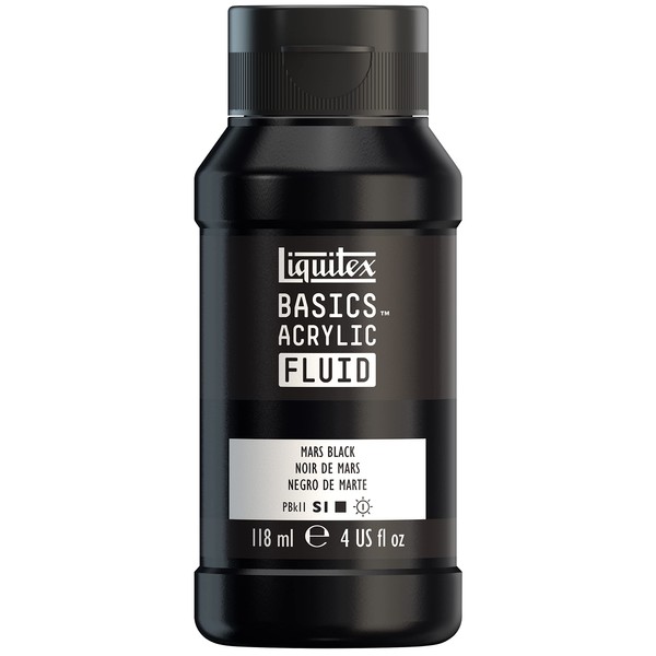 Liquitex BASICS Acrylic Fluid Paint, 118ml (4-oz) Bottle, Mars Black